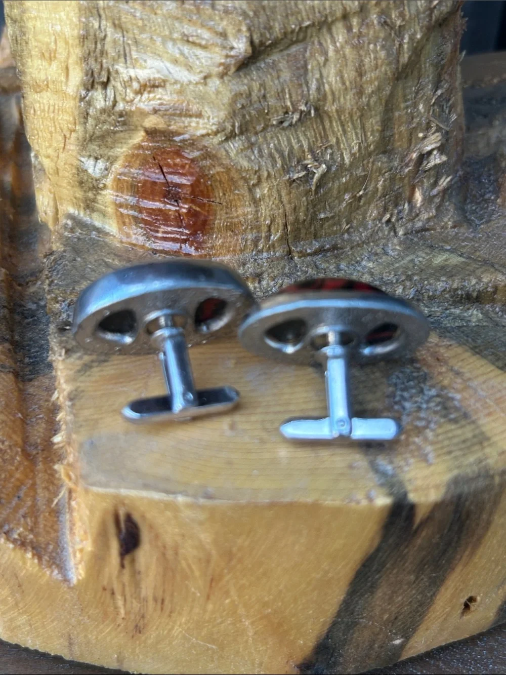 Hickok 60's Black and Red Oval Acrylic StoneCufflinks